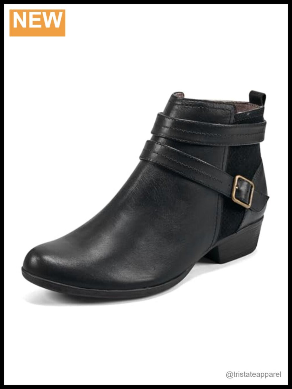 Women's Leather Ankle Boots Block Heel Zip Closure Casual